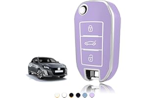 TOOMUME Coque Clé TPU, Etui Clé Étui Clé Adapté pour Peugeot 208 308 508 2008 3008 Rifter Citroen C3 C4 Cactus Berlingo Picasso Xsara Jumpy, Couvre Clef Cache Cle Voiture Telécommande - Flip Key