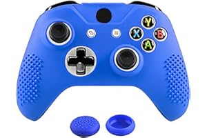 eXtremeRate PlayVital Housse en Silicone pour Xbox One X/S Manette, Protection Antidérapante pour Xbox One X/S Manette avec 2pcs Capuchon Joystick, Coque Silicone pour Xbox One X/S Bleu