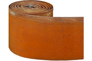 NICOMAN Corten Steel Metal Lawn Edging 5 Metre (16.5ft), Roll, Pre-Rusted Metal Garden Edging 14 cm High, Easy to install Garden Edge Border, Safety Gloves Included (RUST, 5M)