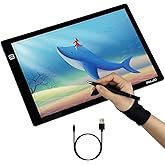 ELZO Light Table, LED Light Pad, Light Plate, A4 Light Box, Adjustable Drawing, Brightness, Dimmable Light Box with USB Cable