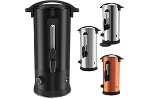 Eikuavons Mulled Wine Cooker, 10 L, Black, 1800 W Hot Drink Machine with Thermostat 30-100°C, Overheating Protection, Water Level Indicator & Drip Tap, Hot Drink Dispenser for Mulled Wine & Tea, Black