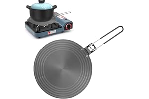 BCUUOZEEING Induktion Adapterplatte - 24cm Induktionsadapterplatte mit Faltbarer Griff, Adapter für die Verwendung von Kaffeekannen und Kochgeschirr auf Induktionskochfelder, Aluminium, Schwarz