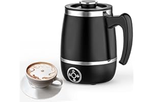 Mousseur à Lait Électrique, 4 en 1 Mousseur de Lait Automatique Lait Chauffé/Froide pour Café Latte Macchiato Cappuccino Chaud et Froid, Revêtement Antiadhésif