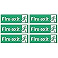 Rubigo – 1/2/4/6 Pack Fire Exit Sign - No Arrow – Safety Signs - 30x10cm Self Adhesive Vinyl Sticker, Easy Application Fire Door Emergency Exit Signage (6)