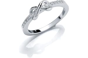 Jewelco London Girls Sterling Silver Cubic Zirconia Kiss Crossover Infinity Eternity Ring