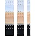 Bantoye 9pcs Bra Extender 2 Hooks/3 Hooks/4 Hooks Nylon Elastic Back Bra Band Extension Strap Black & White & Nude