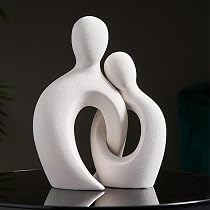 Qiilu Statue de couple d'art Statue de Couple Design Abstrait Noir