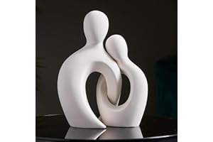 Eachave Sculpture Decorative White Abstract Art Statue Couple Statue Creative Kissing Sculpture Suitable for Decoration of Living Room, Bar, Room, Office (White, M)