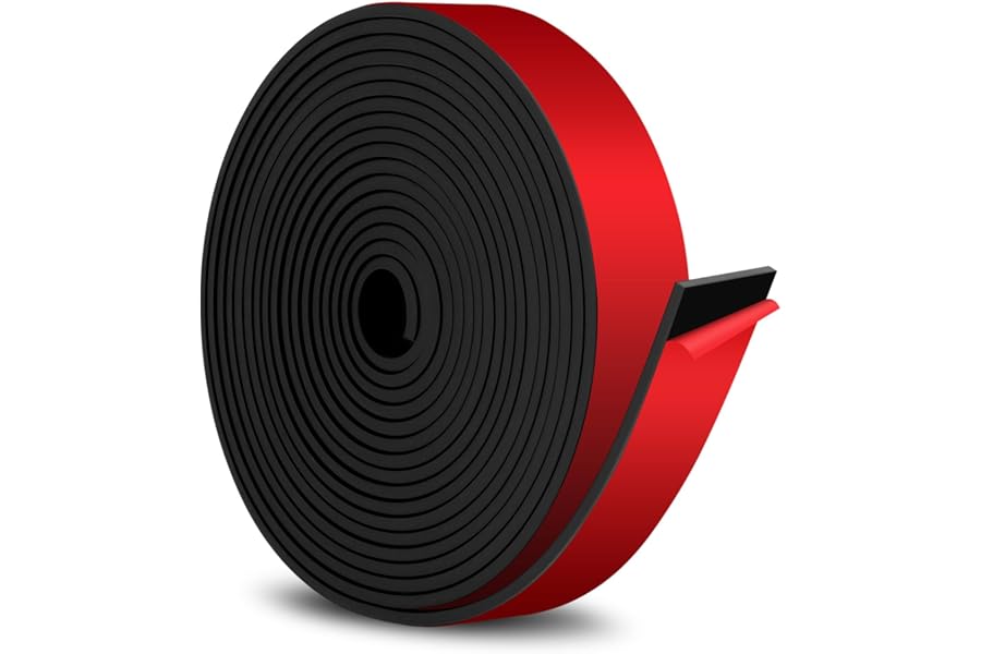 NUTKIT Rubber Strip Self Adhesive Neoprene Rubber Sheet, 20mm(W) x2mm(T) x3m(L) Rubber Sealing Strips Adhesive, Thin-Rubber Sheet for Shock Absorption Gasket DIY Crafts Sealing Weather Striping
