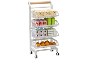 ‎HEIKOECO Heikoeco® Servierwagen mit Rollen,Gemüseregal für Küche, Abnehmbar Küchenwagen,Rollwagen mit 4 Etagen für Badezimmer,Küche,Büro,Supermarkt