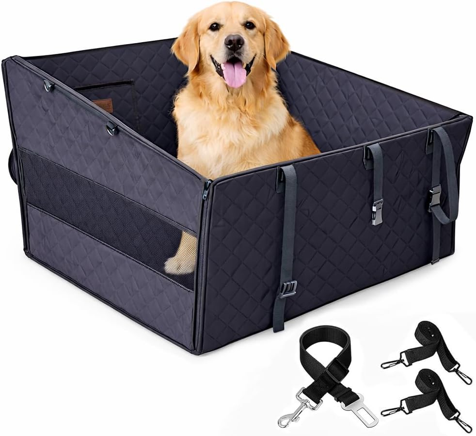 Haegs Büyük ve Orta Köpekler İçin Araba Köpek Hamağı, Evcil Hayvan Araç Koltuğu, Köpek Taşıma Çantası, Su Geçirmez Kumaş, Katlanabilir Evcil Hayvan Koltuğu - Siyah