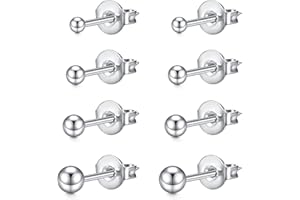 LAURITAMI Set Boucles d'oreilles zirconium 3-8mm,20G piercing helix tragus médicales en acier chirurgical pour femmes et hommes, piercings multiples