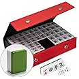 Mahjong Set, White and Green MahJongg Tile Set with Red Case Mahjong Set Large 30mm 144 Tiles 1.18" Acrylic Tiles, Dice and Wind Indicator for American Mahjong Game Set(Mah Jong, Mah-Jong, Majiang)