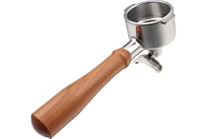 CAPFEI Porte-filtre 51 mm double bec avec 2 oreilles pour Delonghi ECP31.21 ECP33.21 ECP35.31 ECOV311 avec porte-filtre en acier inoxydable et poignée en bois