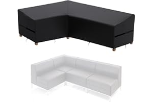 ZOALXZNT Gartenmöbel Abdeckung L-Form Wasserdicht，Schutzhülle für Ecksofa mit Kordelzug und Verstellbare Schnallen,Abdeckplane für Outdoor Ecksofa 420D Oxford-Stoff (270 * 210 * 60cm,Schwarz)