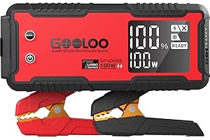 ‎GOOLOO GOOLOO GT4000S Starthilfe Powerbank, 4000A 100W Zweiwege-Schnellladegerät für 12V Fahrzeuge(12.0L Benzin und 10.0L Diesel), SuperSafe tragbares Booster Auto Starthilfe mit 3,2" LCD Bildschirm