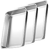 GBACHOOSE Stainless Steel Oven Tray, Set of 3 Oven Trays, 40 x 30 x 4.8 cm, Deep Rectangular Tray for Baking, Roasting, Servi
