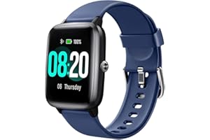 Delvfire Sirius Fitness Tracker with Heart Rate Monitor, All-Day Activity, Step Counter, Sleep Monitor, 1.3" Touch Screen, Waterproof, Pedometer, Fitness Watch compatible with iPhone Android (Blue)