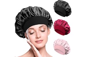 BIZBUY Satin Bonnet, Silk Bonnet for Sleeping, Night Hair Sleeping Caps with Wide Elastic Band, Satin Cap is Suitable for Long and Curly Hair