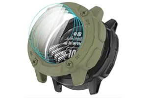 GIOPUEY Etui + 3 elastyczne osłony ekranu kompatybilne z Garmin Instinct 2X, TPU premium, unikalny design - zielone