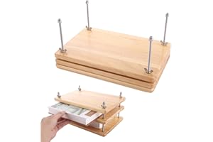LOPYXBR Wooden Book Press Tools 29.5x19.5x4.5cm Wooden Bookbinding Press A4, Portable 3 Layer Book Presses Machine, Finishing Press Bookbinding Tools Kit for Home, Studio, Office Bookbinding Supplies
