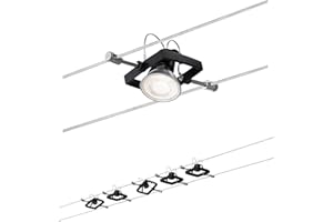 Paulmann 94290 Seilsytem Mac II carré max. 5x10 watts lampe suspendue Noir mat lampe sur câble Métal, plastique éclairage GU5,3