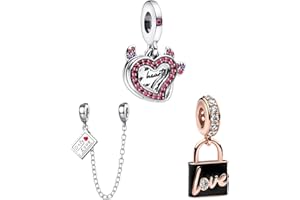 Doyafer 925 Sterling Silber Herz Charm Cartoon Maus Anhänger Krone Rose Charms Frau Liebhaber Geschenk 3-Stück/Paket