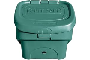 Glasdon Grit Salt Bin 90 Litre Storage Container for Winter Safety Durable & Compact Salt and Grit Box with Grit/Salt Embossed Decal Stackable Heavy Duty Highly Visible with 100 Kg+ Capacity (Green)