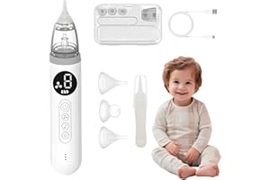Anluomafuy Aspirador Eléctrico Nasal, Aspirador Nasal Eléctrico Bebés con 3 Puntas de Silicona Suave 3 Niveles, Función de Música, Impermeable, Recargable por USB, para Recién Nacidos y Niños