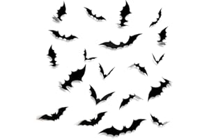 YUNMOXIAO Halloween Decorations Bats Wall Decor,80PCS Reusable PVC 3D Decorative Scary Bats Wall Sticker Comes with Double Sided Foam Tape for Halloween Party Decoration Supplies