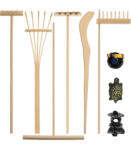 Artcome Jardin De Sable Zen Miniature - Kit Avec Base Bois, Sable, Râteau Et Accessoires Décoratifs