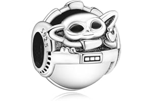 MGIUL Yoda Darth Vader & C-3PO and R2-D2 Openwork Charmes pour les Femmes Bracelets à Breloques, perles de Dessin Animé en Argent Sterling 925 Halloween Anniversaire Cadeau de Bijoux de Noël pour les Filles