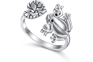FLYOW (Gesundheit und Langlebigkeit) Hypoallergen Schildkröte/Frosch Tier Ring 925 Sterling Silber Schmuck Einstellbare Größe für Damen Frauen Jugendliche Mädchen