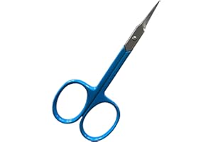 ASM INSTRUMENTS ASM® Professional Nail Scissors Curved Manicure Cuticle Scissors - Heavy Duty Grooming Scissor for Eyebrow, Beard, Nose Hair Trimming - Beauty Small Scissor Gifts for Women & Men (3.75" Blue 1)