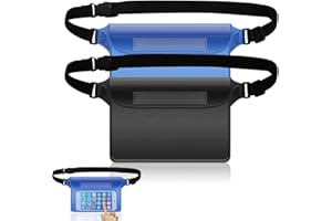 TESYEUX 2 Pcs Pochette Étanche,Housse Etanche à Ceinture avec Sangle Réglable,Sac Étanche Etui Pochette Imperméable,Pochette Telephone Portable Plage Accessoire,pour Natation,Rafting,Kayak,Canotage,Camping