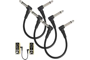 Cozevdnt Guitar Patch Cable, 3 Pcs Black Guitar Pedal Cable Effect Cable Cord, Guitar Effect Pedal Cables Noiseless, TS Mono Cords for Guitar/Bass Effect Pedals