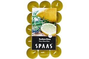 Spaas 30 Bougies chauffe-plats parfumées, ± 4,5 heures - Southern Citrus 0338213.401 D 39 mm x H 16 mm Automne Jaune