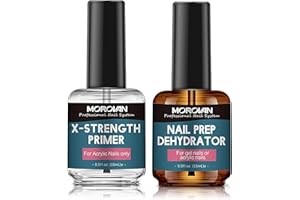 Morovan Nail Prep Primer Unghie - 2Pcs Primer Unghie Semipermanente e Nail Prep Disidratatore Naturale 15ml Nail Prep e Primer Unghie Set Lunga Durata per UV Smalto Unghie Gel