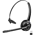 TECKNET Bluetooth Headset, Wireless On Ear Headphones with Noise Cancelling Microphone & USB Dongle, Hand Free Wireless Headset with Mute microphone for Cellphone, PC, Home, Office, Call Center
