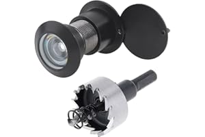 HOJLKLD Türspion, Türspion, massives Messing, 220-Grad-Guckloch mit 28 mm Bohrer für Türen von 3,5 cm bis 5,4 cm, mattschwarzes Guckloch für Zuhause, Büro, Hotel