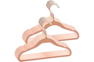 ABHENG Perchas infantiles de terciopelo, Paquete de 30, Antideslizantes, Suaves, Finas, Gancho Giratorio 360°, Diseño de Hombros con Muescas para Niños, 30 x 0,6 x 20,5 cm (LxBxH), Rosa Claro,AFY0330P