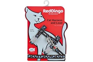 Red Dingo Laisse/Harnais pour Chat Marron Pois Bleu Tour de Cou 21 à 35 cm 1,2 m