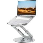 PLIXIO Adjustable Laptop Stand with 360° Rotating Base Tabletop Ergonomic Foldable Portable Holder Compatible for MacBook, HP