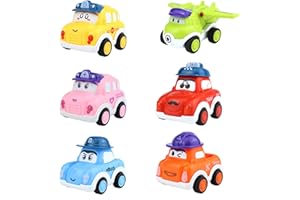 TBCZVX 6 Pcs Pull Back Boys Racing Cartoon Truck Car Set Cars with Cranes - 1 Year Old Toddler Gifts