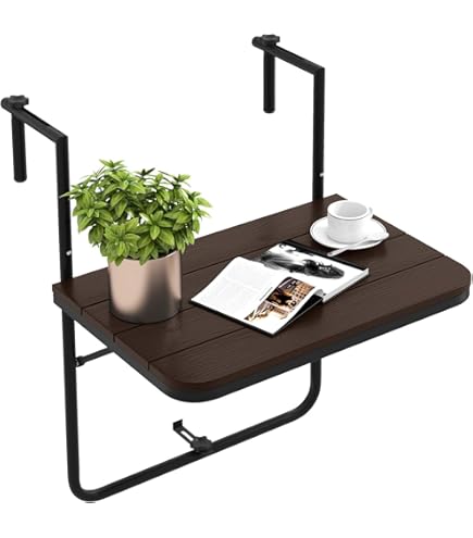 Outsunny Balkontafel om op te hangen, inklapbare balkontafel, 4