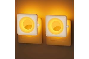 Feliigo 2 Piezas Luz Nocturna Infantil, 1800K Automático Luz Nocturna con Sensor Crepuscular, Bajo Consumo de Energía Noche para Dormitorios, Cocinas, Salas de Estar, Pasillos