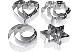 Emporte-pièces, Amison Lot de 12 emporte-pièces en métal en forme de cœur, étoile, cercle, fleur, moules