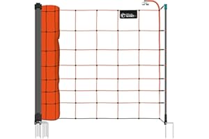 VOSS.farming Malla eléctrica para ovejas farmNET, Rollo de 50m de Longitud y 90cm de Altura, 14 Postes de Doble Punta