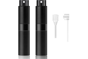 YUYUE-YY 2PCS 8ML Travel Perfume Atomiser Refillable - Mini Size Perfume Travel Bottle Spray Bottle - Easy to Refill Empty Atomiser Bottle for Purse, Handbag, Pocket and Luggage (Black)