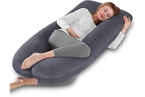 Aevcvok Cuscino Gravidanza - Cuscino Gravidanza per Dormire a Forma di U Supporto Maternità - Cuscino per Allattamento e Gravidanza con Federa in Velluto Sfoderabile e Lavabile - Grigio scuro
